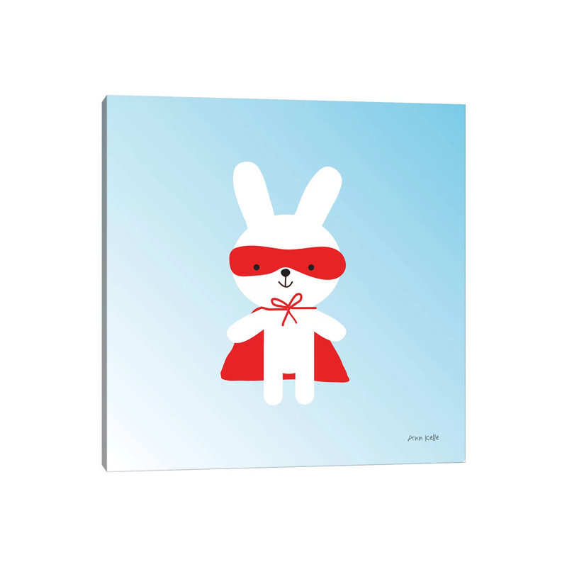 Rabbit Super Hero by Ann Kelle - 1 Piece Wrapped Canvas Wall Art, 45.72 cm H x 45.72 cm W x 1.91 cm D