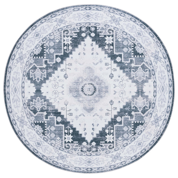 Arizona Meeghan Machine Washable Non-Slip Area Rug in Grey & Blue