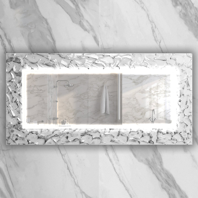 Miroir de salle de bain Armiead, 62,6 po x 31,1 po, Argent