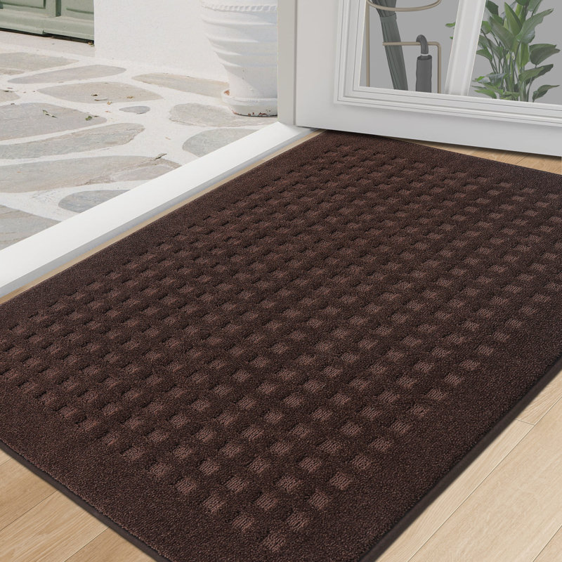 Waffle Door Mats Indoor，Super Absorbent Machine Washable Doormat with Non-Slip Backing for Wet Shoes and Dirty Paws