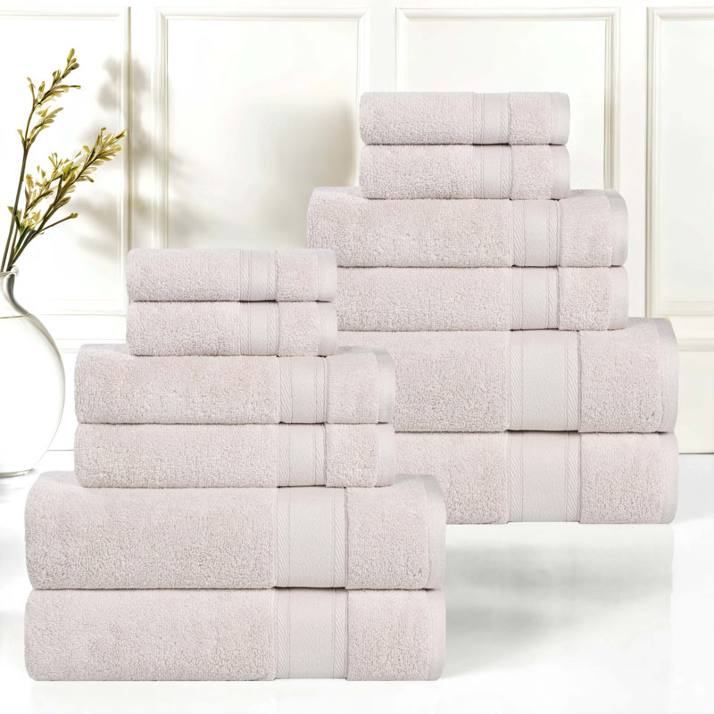 Coton absorbant doux Belmont, Ensemble de 12 serviettes, Argent argent