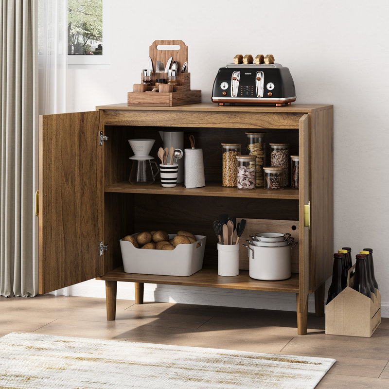 Multi-Functional Sideboard Buffet - Mid-Century Modern Design, Water And Large Capacity Accent Cabinet Adjustable Storage Easy To Clean