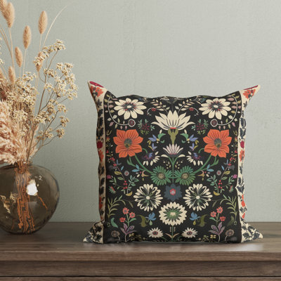 Housse de coussin réversible à motif floral Folk Maximalist