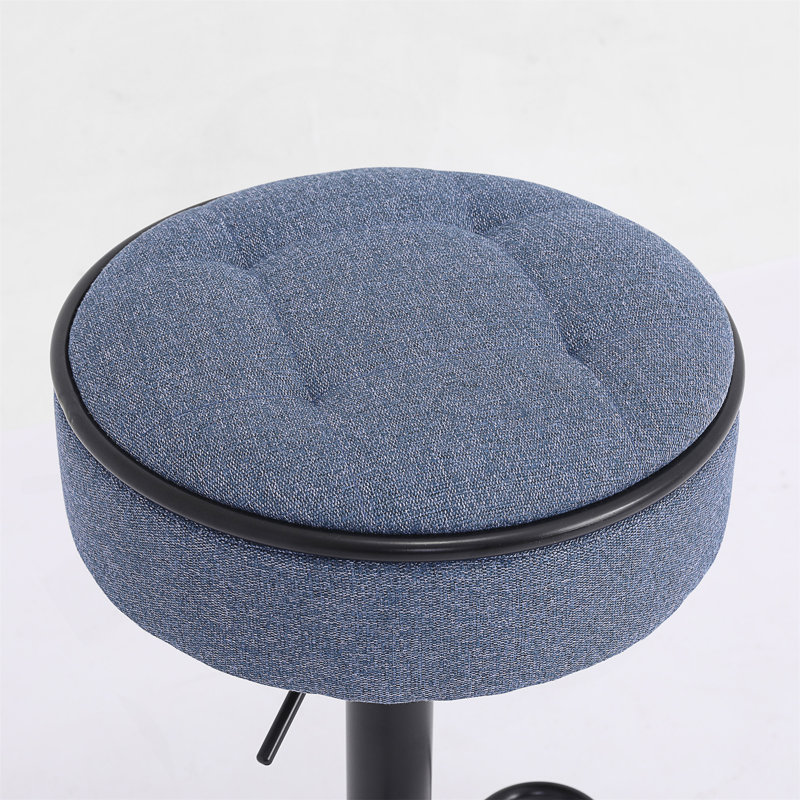 Ensemble de 2 tabourets ronds avec rangement, tabouret de bar réglable en hauteur et tabouret pivotant à 360 °, Bleu