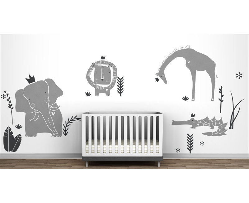 Décalcomanie murale Royal Safari, Argent / Gris anthracite