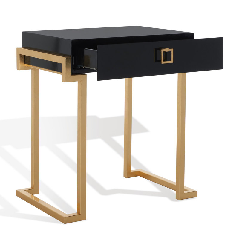 Abele End Table with Storage, Black Lacquer