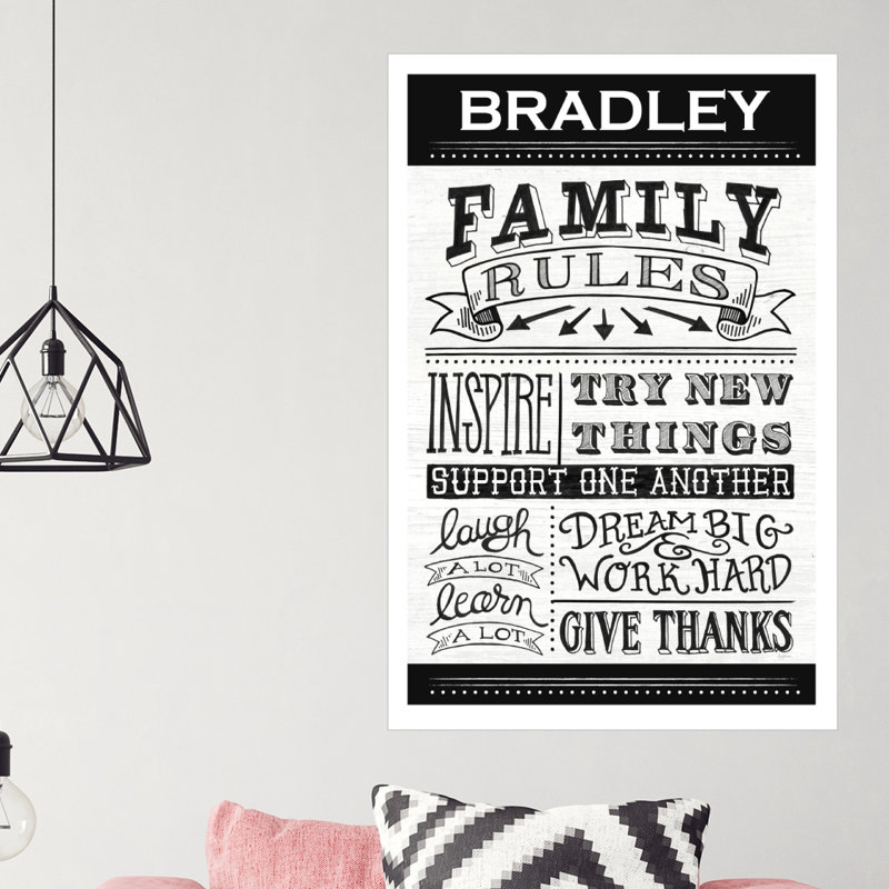 Décalcomanie murale personnalisable "family rules ii", Oui