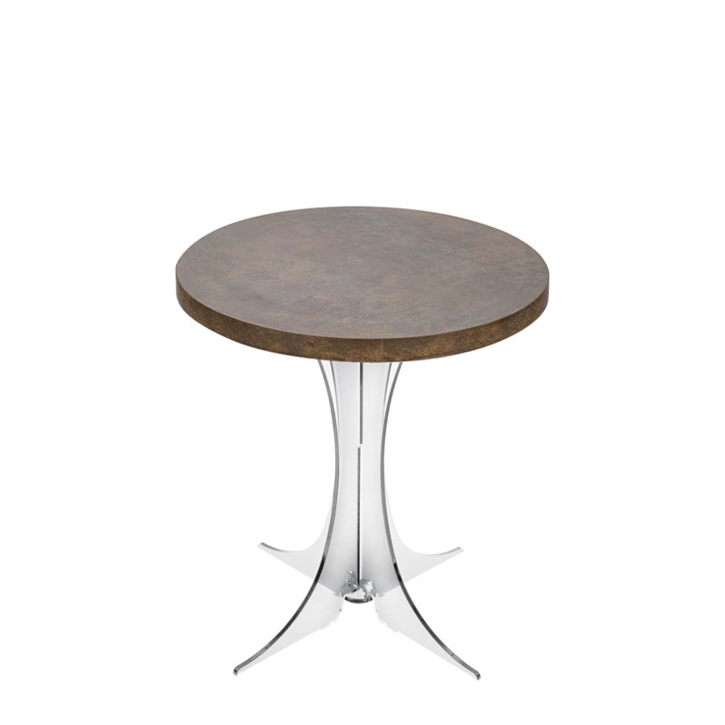 Pedestal Coffee Table, Corten/Transparent, 60cm H x 50cm W x 50cm D