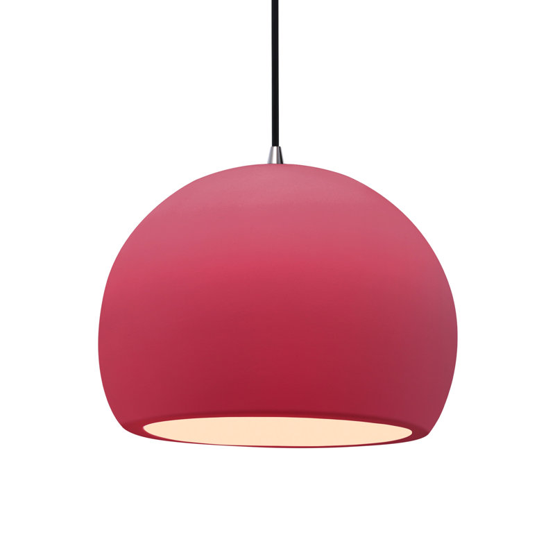 Luminaire suspendu à 1 lumière Aschwin, H 9,25 po x l 12,25 po x P 12,25 po, Cerise, Nickel brossé