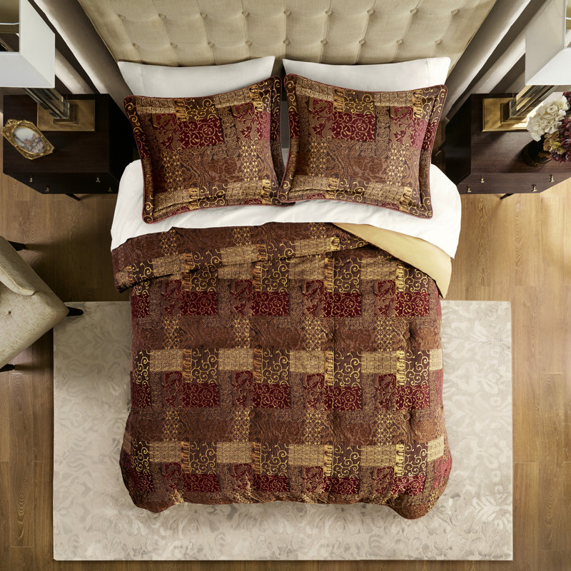Édredon brun, 4 pièces, grand lit, durabilité accrue, ouate décorative au look satiné