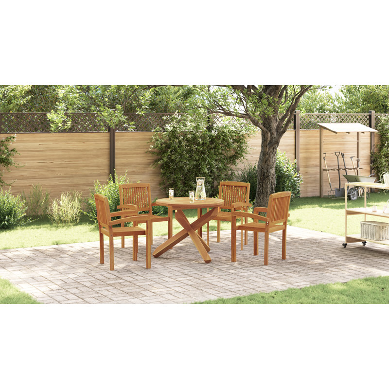Wittman 4 - Person Teak Wood Patio Dining Set with Round Table