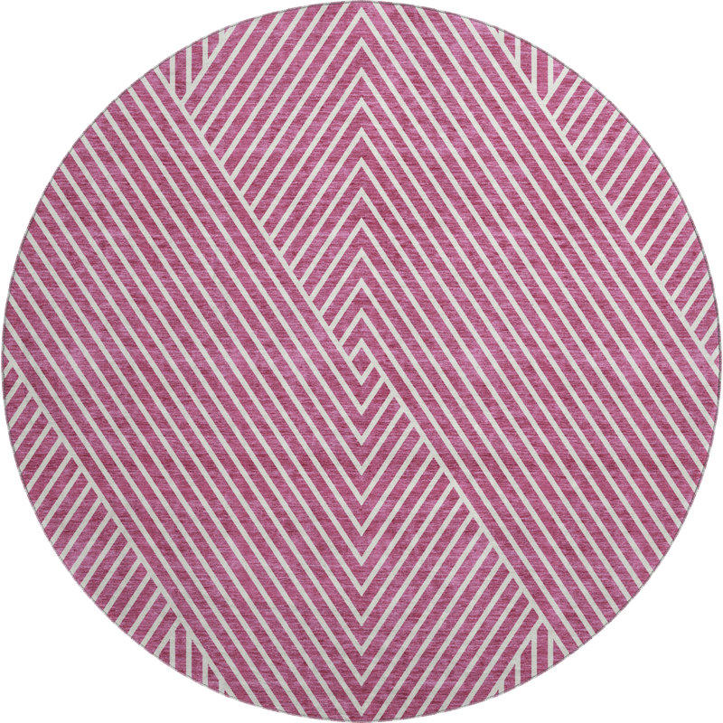 Premium Machine Washable Prisco Blush Rug, Round 8'