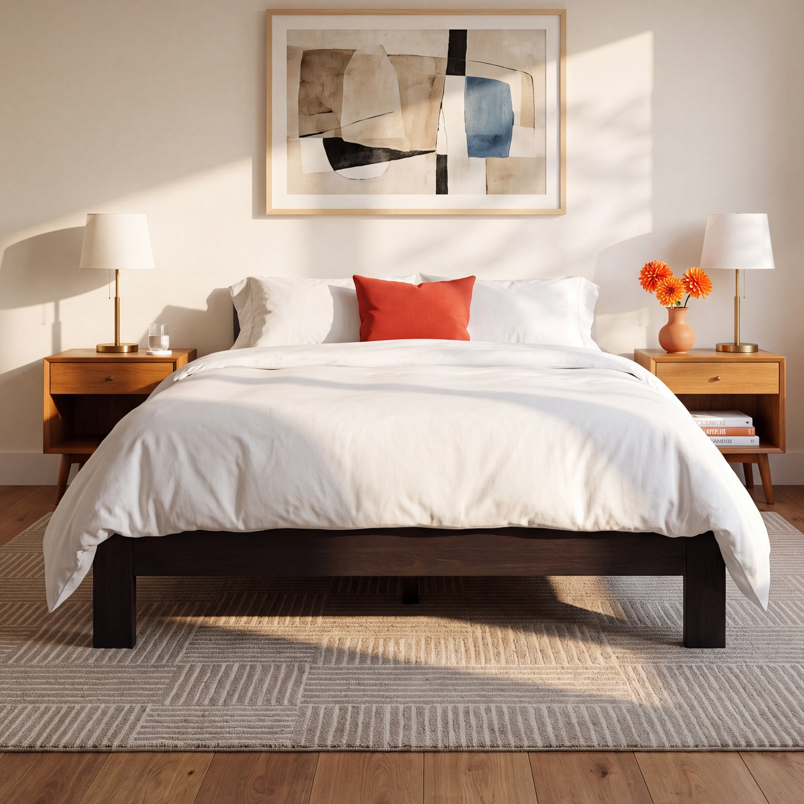Jeannie Solid Wood Platform Bed, Walnut