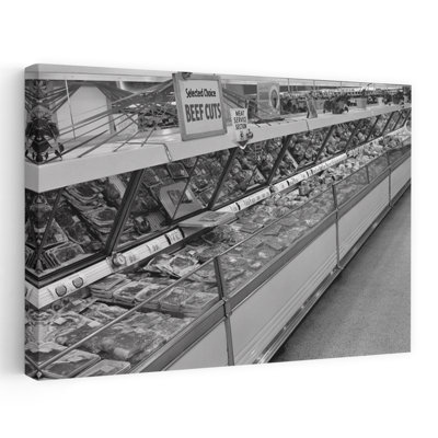1950S Grocery Store Meat Section Classic Retro Vintage Urban Architecture Wall Art