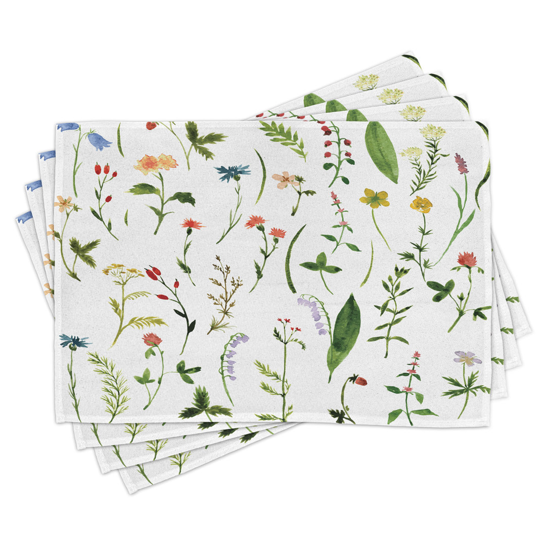 Platzdeckchen 4er-Set, Blumen s, Multicolor