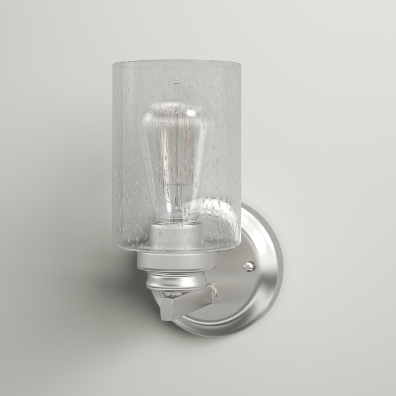 Deitre Armed Sconce, Brushed Polished Nickel, Clear Seeded