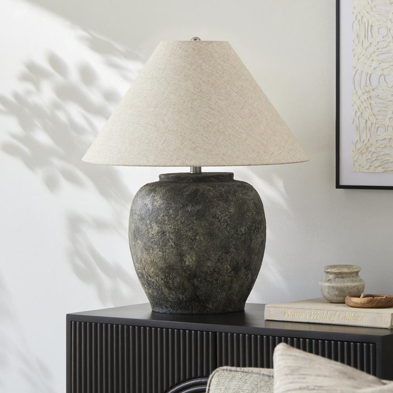 Lampe de table Trini Kiku, Blé, Gris anthracite