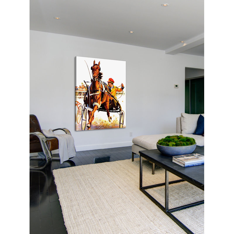 «Harness Race» par Maurice Bower, reproduction sur toile tendue, H 48 po x l 40 po x P 1,5 po