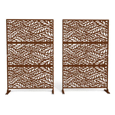 Stanaford 6.3 ft. H x 4 ft. Outdoor Metal Standing Privacy Screen with Flat Pattern Design by Pia Ricco