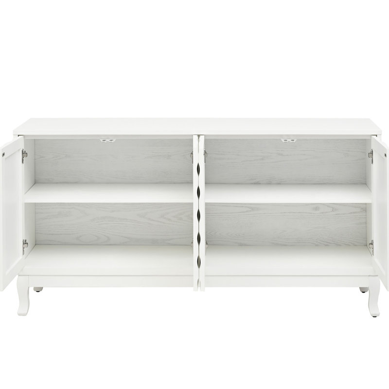 Buffet élégant avec portes ondulées - blanc, amplement de rangement, chic dans un espace généreux blanc, Blanc
