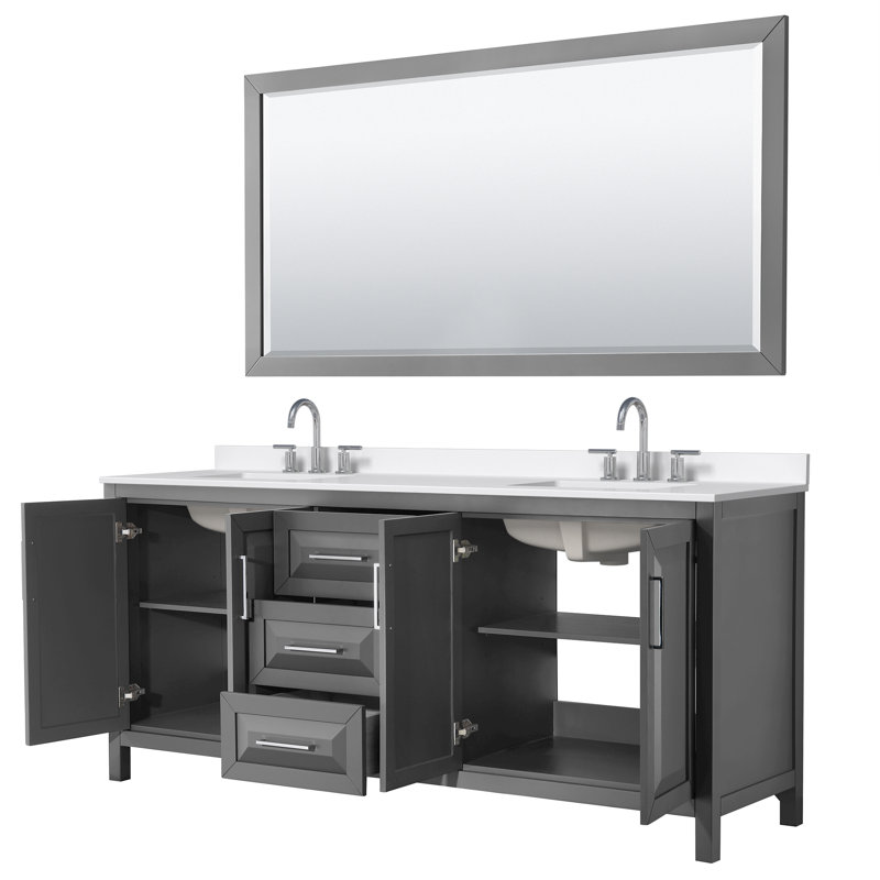 Daria 80'' W Vanity, Polished Chrome, Gray, Giotto Quartz