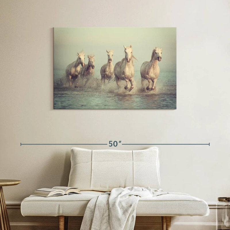 Brampt Camargue White Horses, 26" H x 39" W