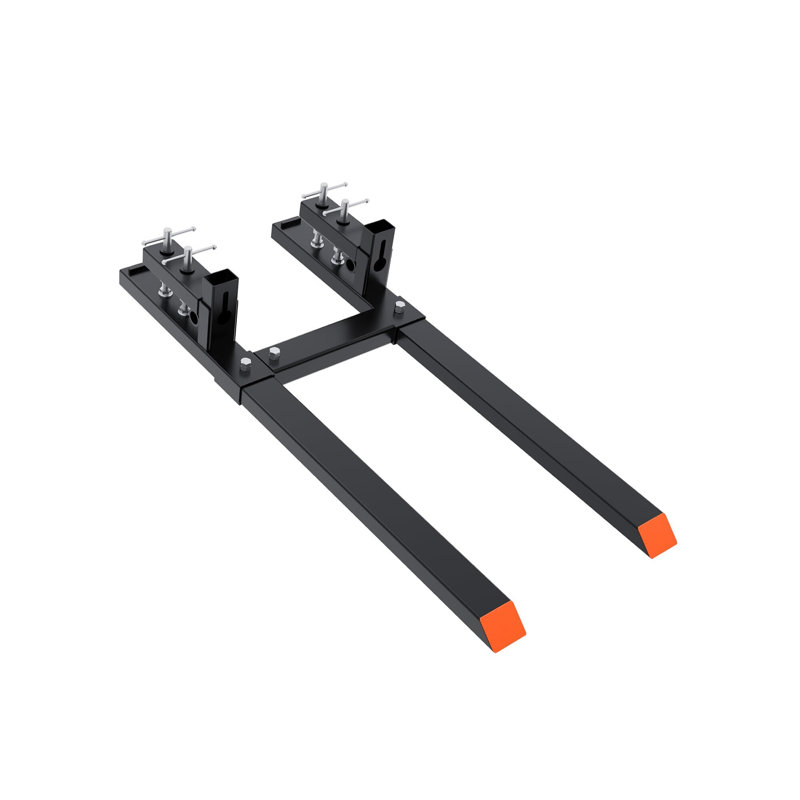 77” 6000Lbs Clamp On Pallet Forks, Heavy Duty 6000Lbs Clamp On Pallet Forks With Adjustable Stabilizer Bar