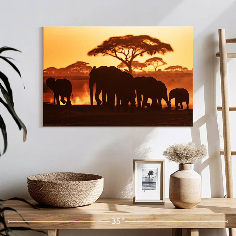 Troupeau d'éléphants Brampt à Amboseli, H 16 po x l 24 po