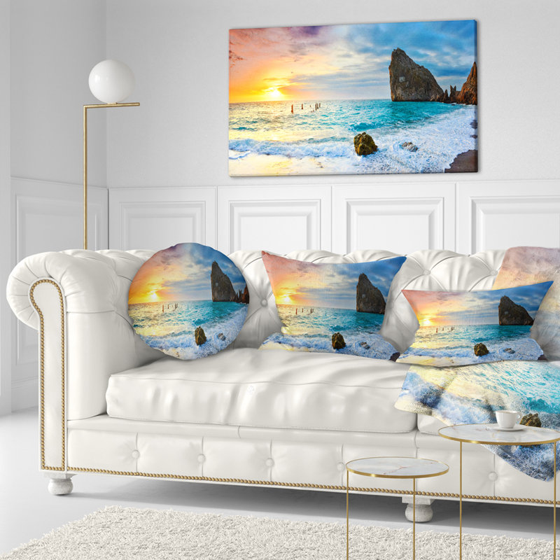 Coussin de mer avec coussin lombaire soleil seascape vibrant
