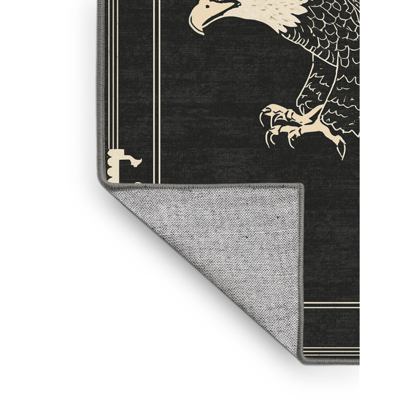 Tapis oriental classique brun et gris lavable à la machine Osazee Eagle, 3 x 5