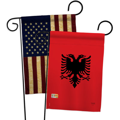 Ensemble de drapeaux décoratifs en polyester 2 faces 19 x 13 po 2 pièces albanie impressions