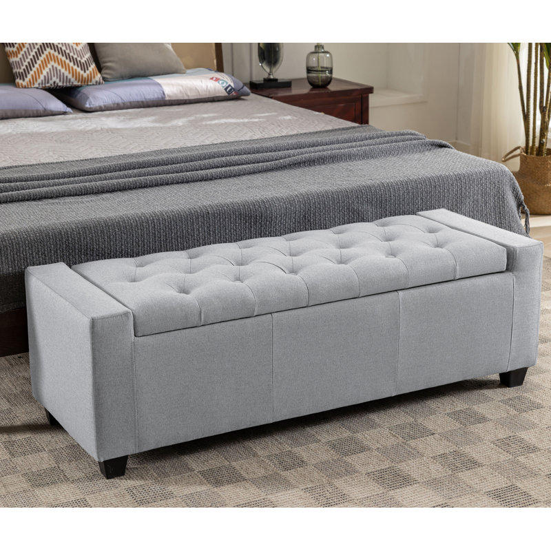 Banc de rangement avec repose-pieds Ayob, Gris