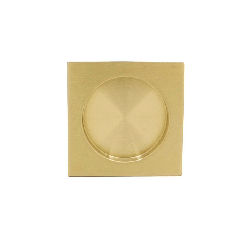 2.6" Square Flush Pull Plate, Satin Brass