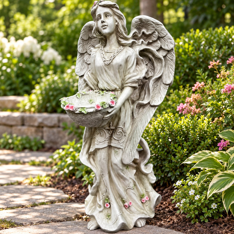 Angel Garden Statue with Rose Basket