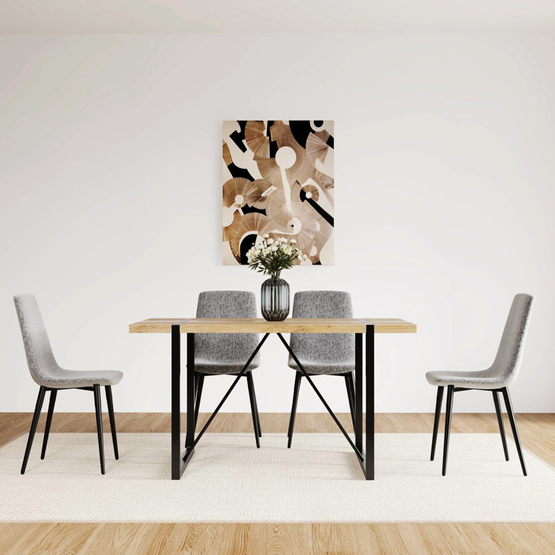 De 4 chaises de salle à manger modernes, recouvertes de lin avec un rembourrage de siège confortable et des pieds en métal pour la pièce (chaises grises, structure robuste à coussins décoratifs)
