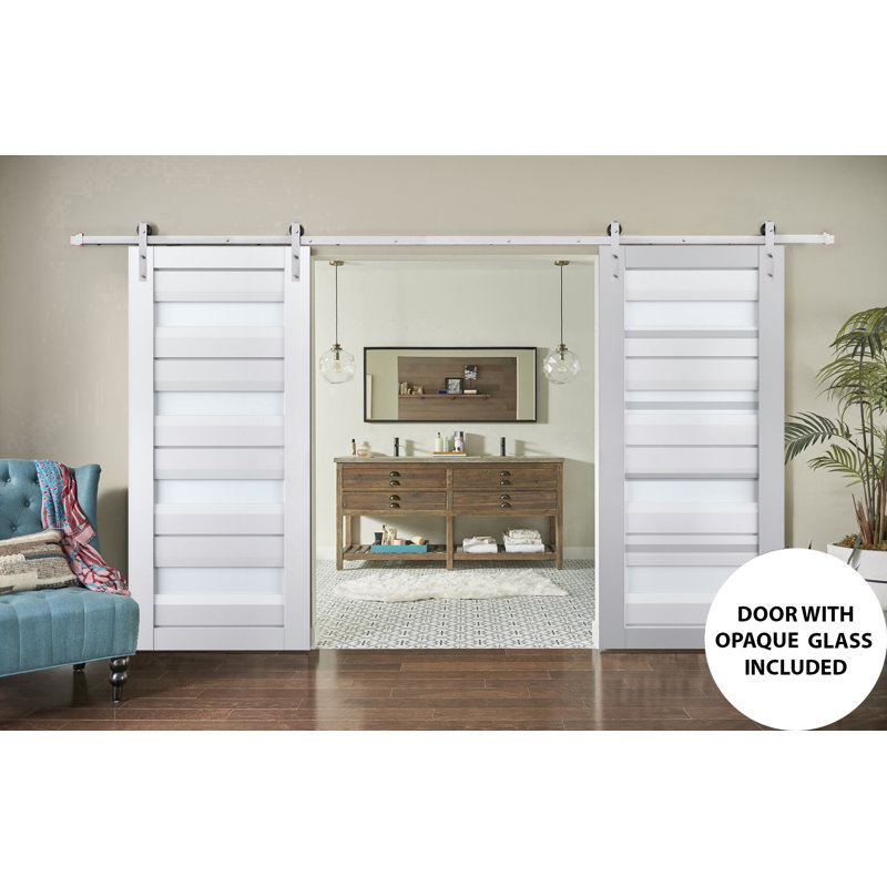 Portes de grange en bois givré Veregio, 72 po x 96 po, Blanc