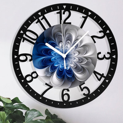 10" Round Iron Wall Clock with Silent Quartz Movement, Arabic Numerals, UV-Printed Design