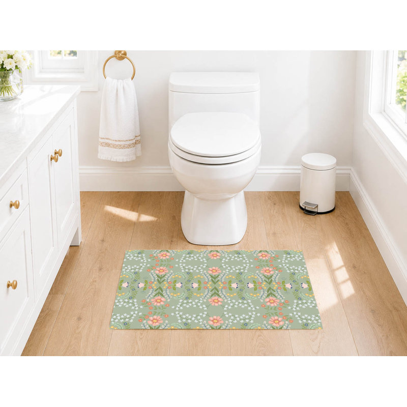 Tapis de toilette rectangulaire antidérapant Cecelia, 24" W x 17" L, Terracotta