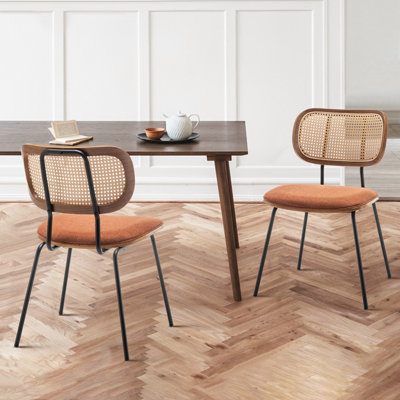 Sirine Linen Modern Side Chair with Rattan Back by Bay Isle Home