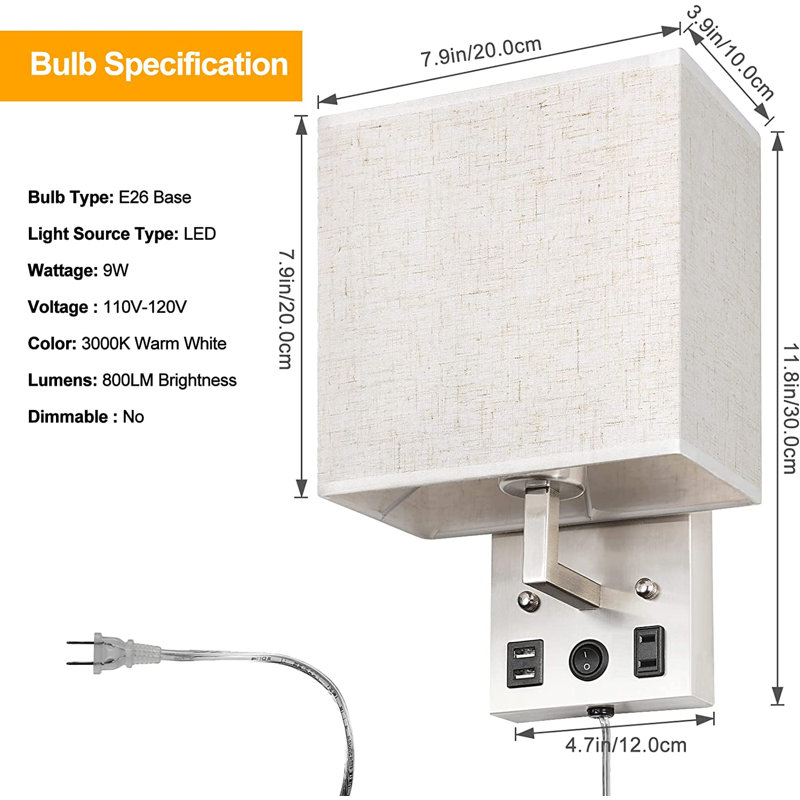 Namyia Steel Plug-in Flush Mounted Sconce, Silver