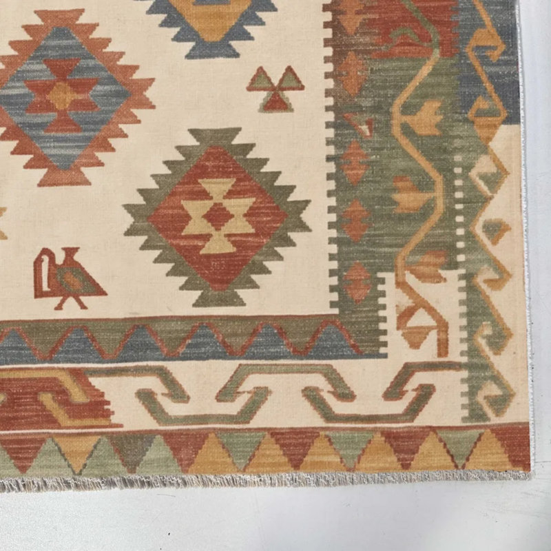 Tapis de couloir coloré en chenille Animolian Kilim, Square 4'