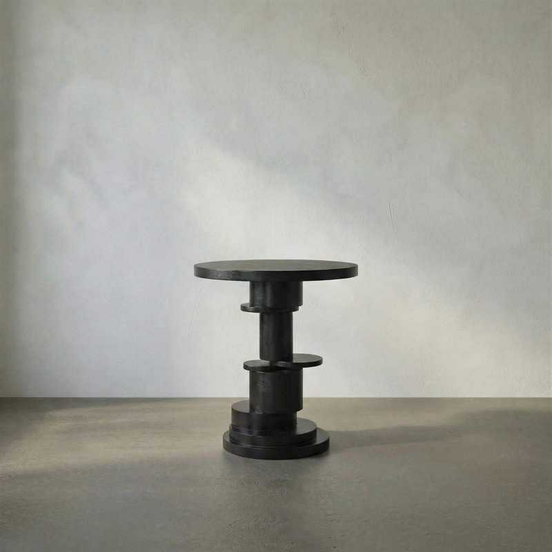 Hugo Solid Wood End Table, Hand Rubbed Black