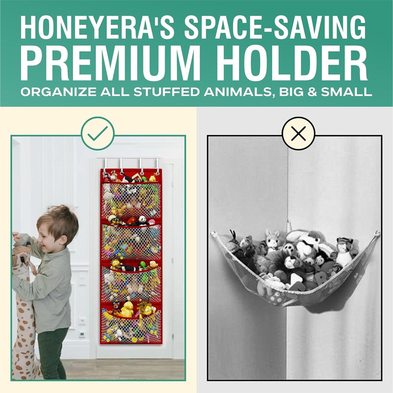 Fabric Wall Organizer with Wall Baskets, Red
