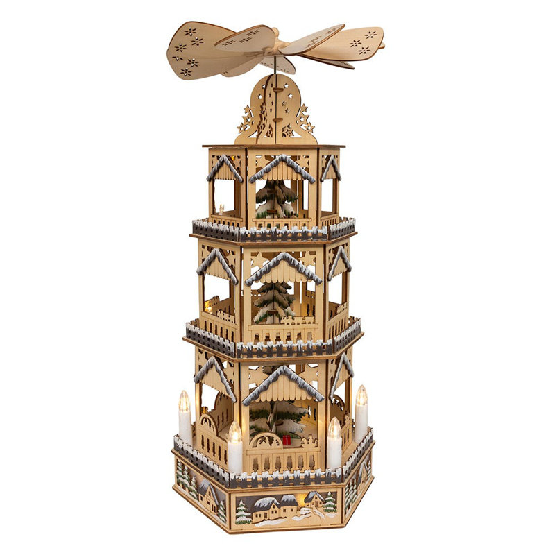 Ensemble de table de moulin à vent avec tour à DEL 19,29 pouces à piles 3 lumières Kurt Adler