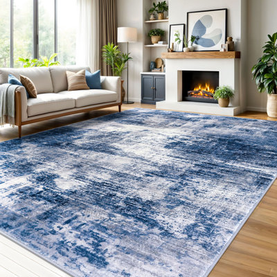 Washable Rug, Modern  Abstract Area Rugs, Non Slip Area Rugs for Living Room Bedroom