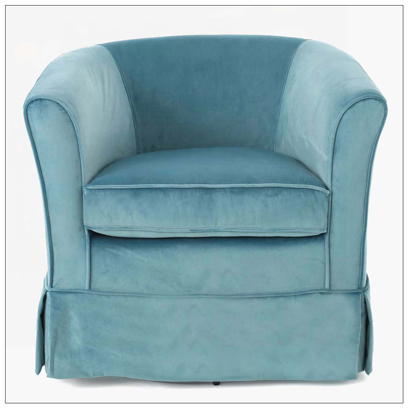 Fauteuil demi-tonneau pivotant rembourré, Bleu