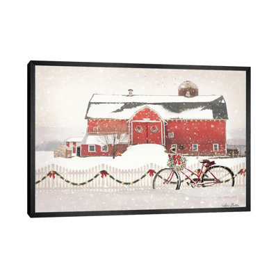 Christmas Barn And Bike by Lori Deiter - Print on Canvas