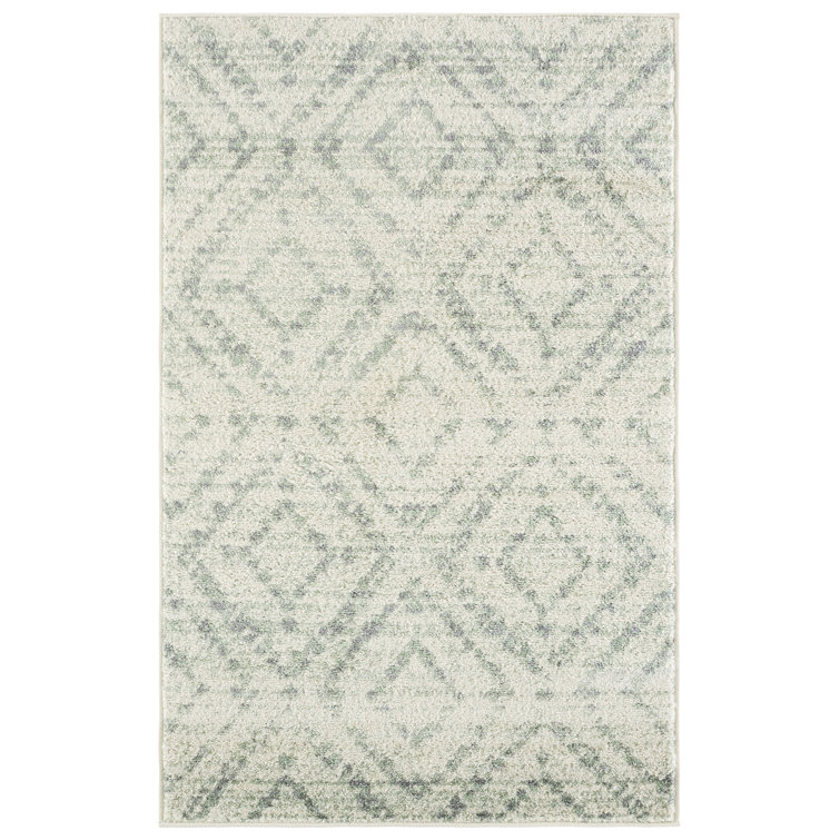 Almus Geometric Ivory/Green Area Rug