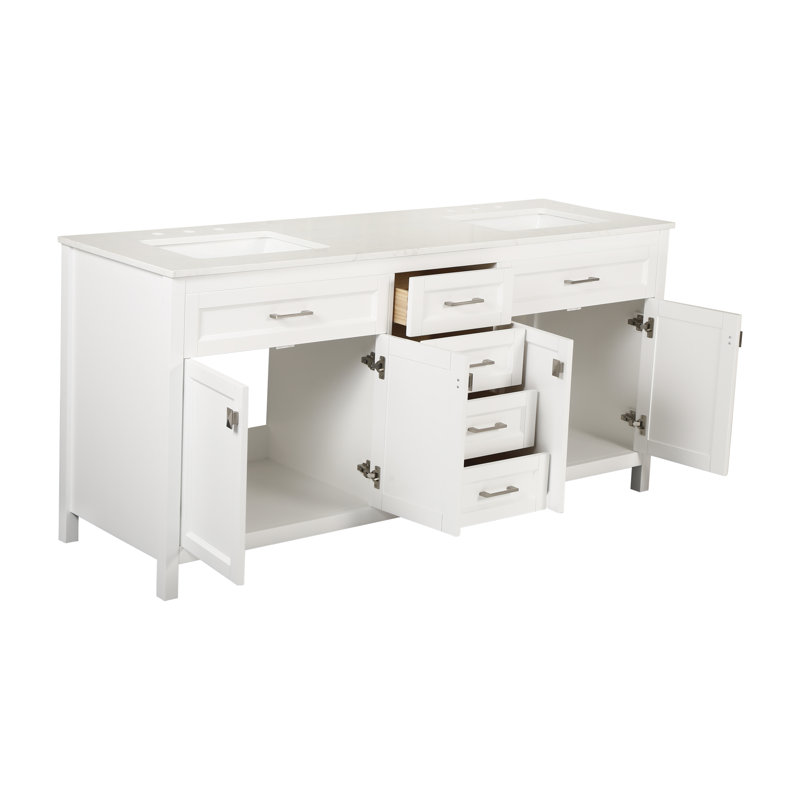 Meuble-lavabo double 72 po avec plateau en marbre Cullifer