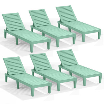 Nestl Waterproof, Lightweight, and Adjustable Outdoor Polyresin Chaise Lounge Chair Set of 6